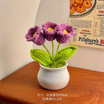 fleurs artificielles tricotées tournesol soie mixte couleurs vase blanc décoration intérieure créative artisanale