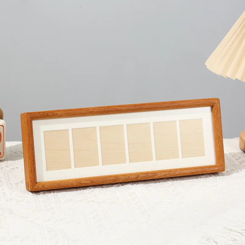 Cadre photo triptyque bois massif 6 grilles blanc