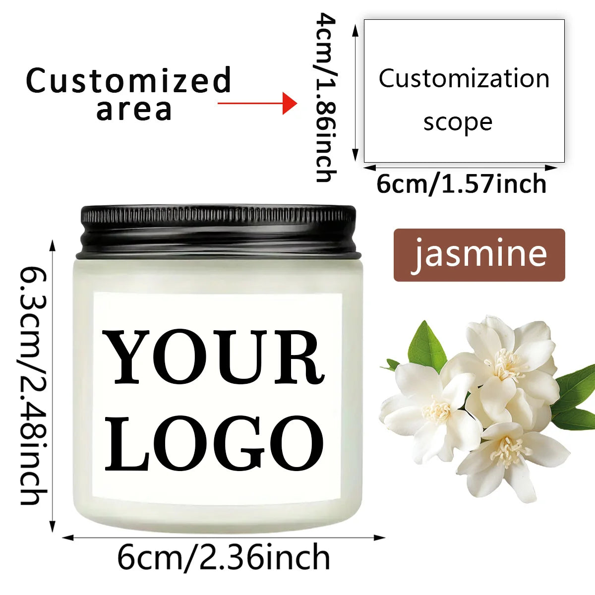 bougie parfumée cire soja blanc aromathérapie simple minimaliste bocal transparent étiquette opaque