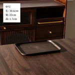 plateau service alimentaire plastique imitation bois moderne minimaliste marron clair foncé règle intégrée empilable