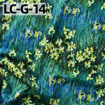 tissu imprimé coton biodegradable 145x50cm paysages fleurs abstrait impressionniste vert bleu rose