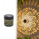lampe solaire décorative mandala noire ajourée moderne auto allumage extérieur jardin clôture patio