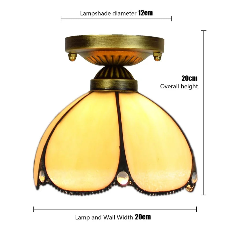 Lampe art déco mosaïque motifs floraux or marron bleu verte vintage chambre salon entree