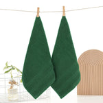 serviettes main coton 35x35cm vert foncé marron gris bordure horizontale classique pièces