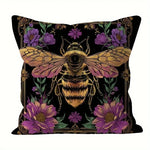 taie d'oreiller abeille vintage fleurs noir polyester lit chambre décoration maison opacité
