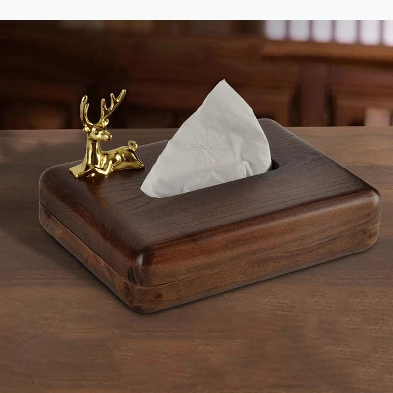 boîte mouchoirs bois foncé grain naturel classique amovible tissu moderne conteneur rangement domestique