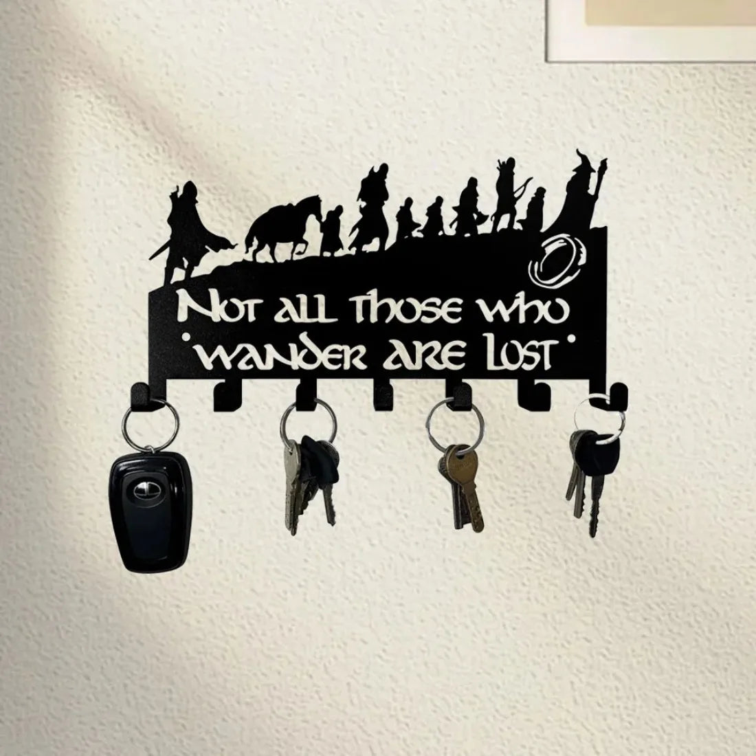 porte clés mural métal noir silhouettes personnages moderne rangement clés