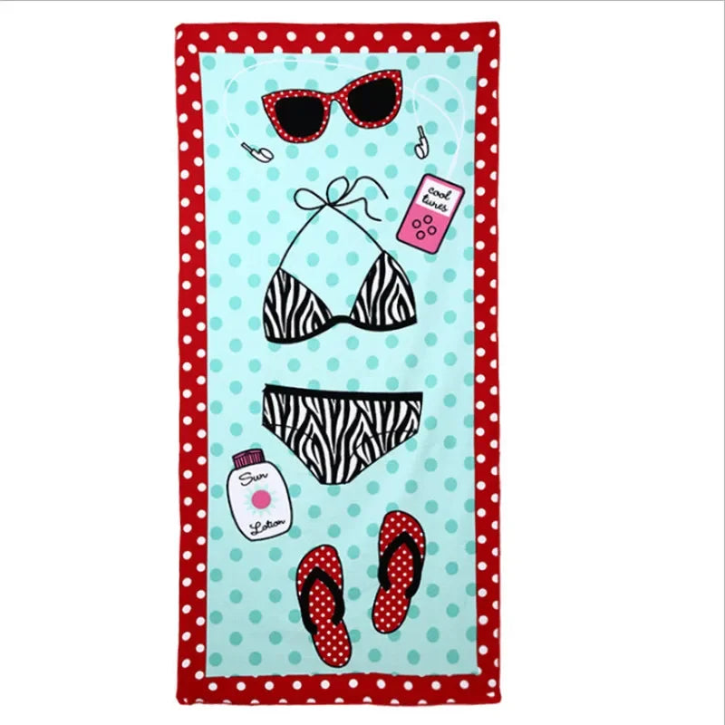 serviette plage microfibre rapide absorption multicolore motifs été noël drapeaux palmiers