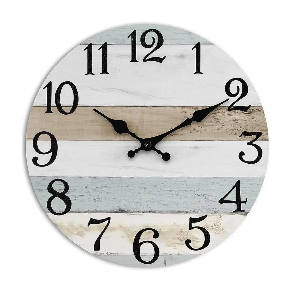 horloge murale bois vintage rustique sans tic tac analogique salon décoration chambre números