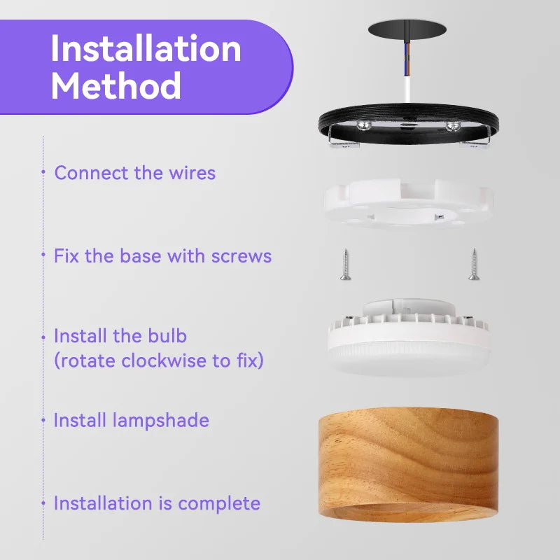 lampe bois naturel led downlight facile éclairage moderne chambre salon