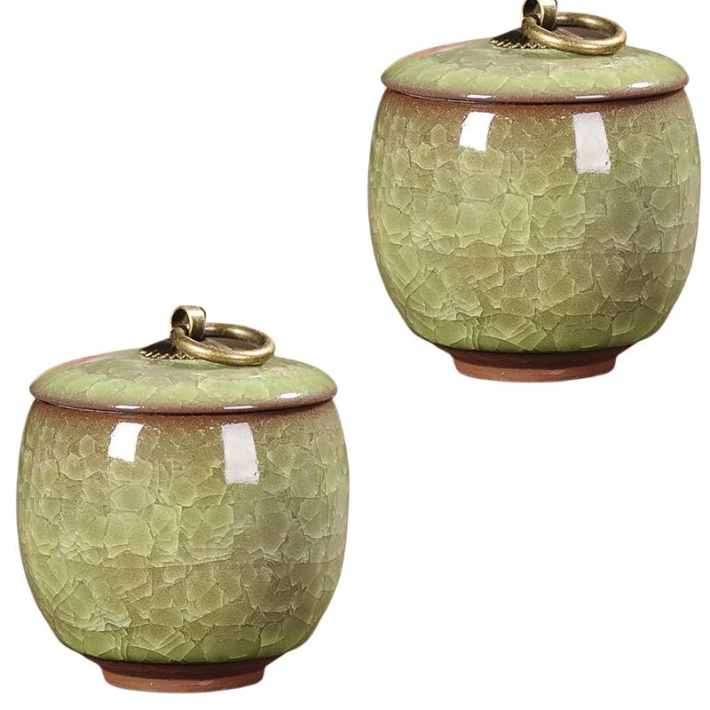 pots thé céramique texture craquelée anneau doré couvercle classique vert bleu rose marron clair