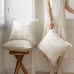housse coussin carré motif floral doré 100% polyester 45x45cm décoration maison élégant