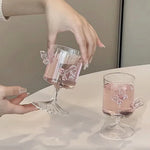 verres vin transparents rose papillons relief moderne élégants adhésifs festifs maison table