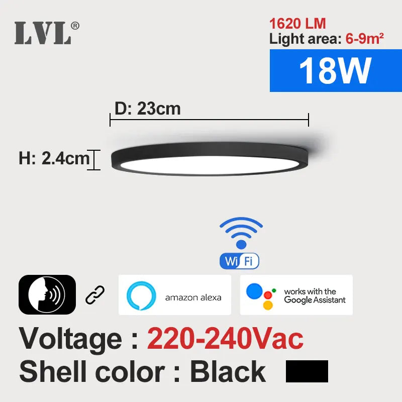plafonnier led moderne blanc opalescent intensité variable wifi application commande vocale