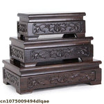 socle bois ébène miniature plateau vase théière décor traditionnel asiatique occasionnels
