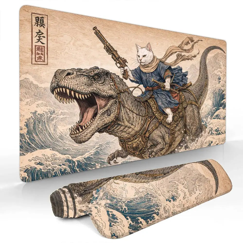 tapis souris chat dinosaure vintage beige bleu noir antidérapant gaming