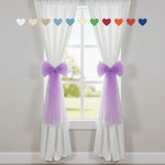 attaches rideau tulle texturé rubans décoratifs girly festif blanc violet orange bleu marine rose