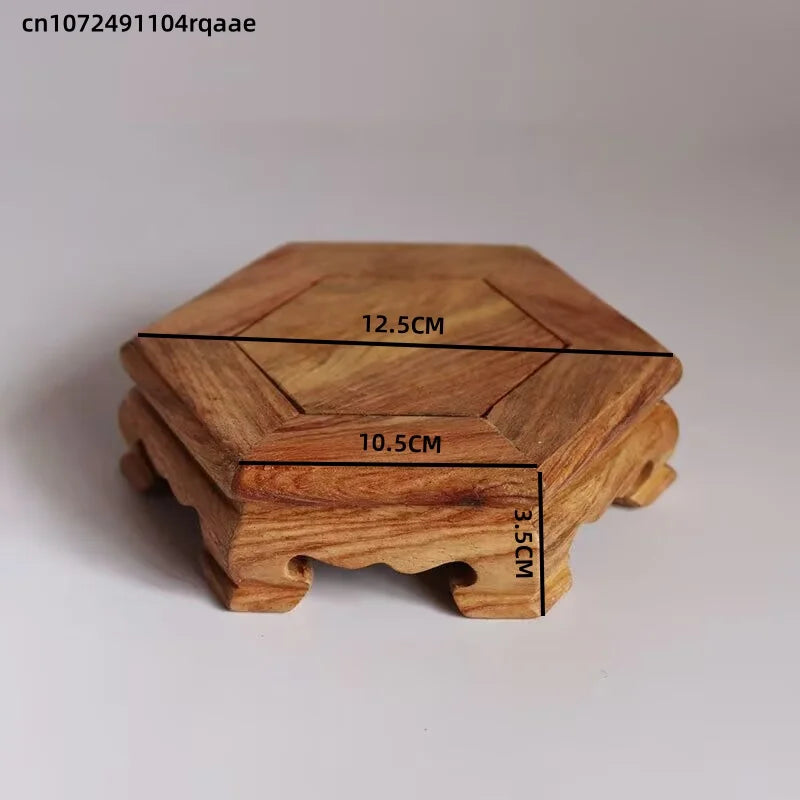 support bois rustique décoration maison bonsaï figurines vases thé marron clair perforations circulaires ovalaires