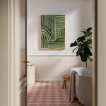 impression toile abstraite lignes vertes minimaliste moderne décoration murale botanique texture canvas