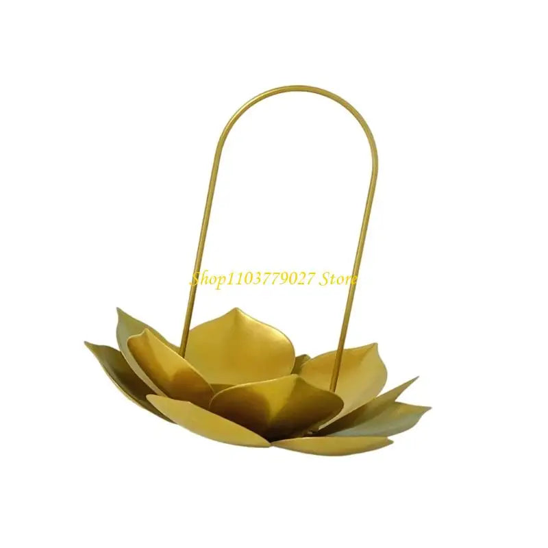 support bougie fleur lotus métal doré feuilles stylisées moderne décoration intérieure raffinée stable robuste