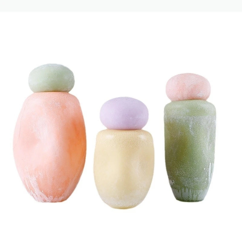 vase moderne sculpture abstraite orange jaune lilas vert texturé minimaliste