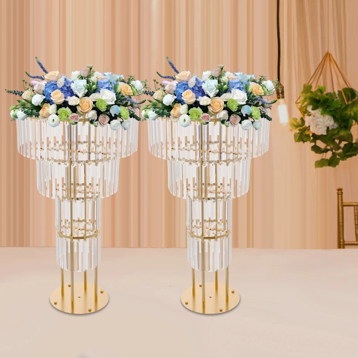 support floral transparent moderne or argent bouquet inclusion centro mesa