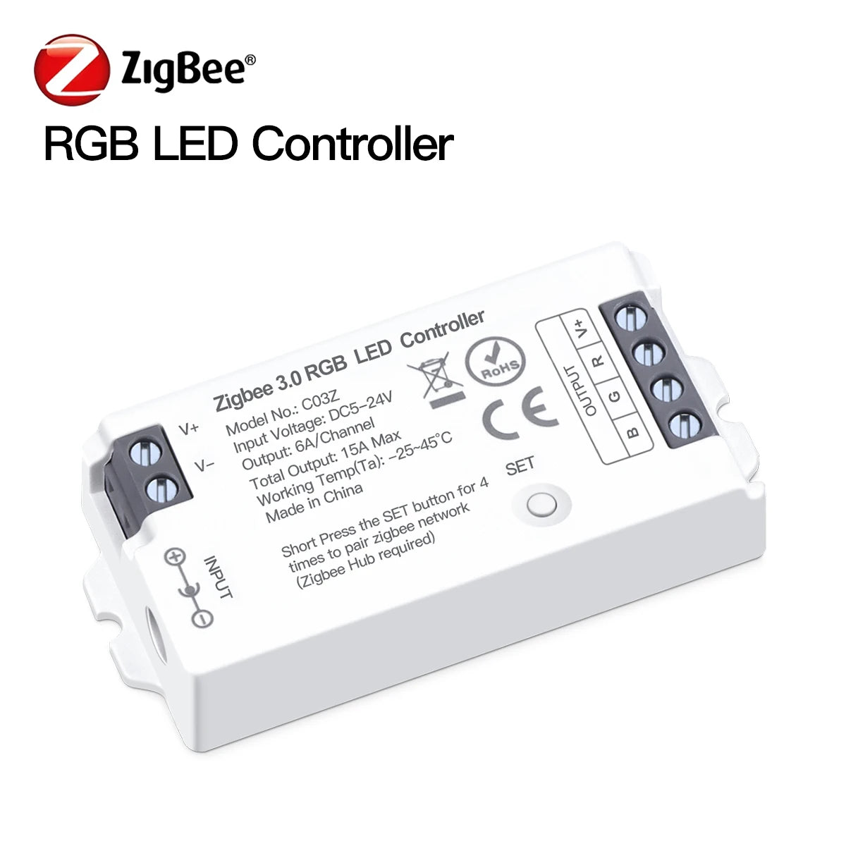 contrôleur led zigbee 3.0 wifi rgb rgbcct bande lumière ajustement luminosité télécommande application mobile