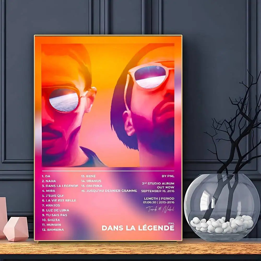 affiche album moderne pop art visage humain couleur bleue rouge noire orageuse rose blanche