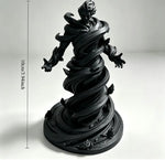 statue spirale vent fantôme noir blanc argenté artisanal main sculpté détails floraux base fantaisie