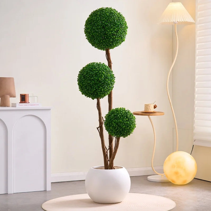 décoration extérieure plante artificielle boule verte moderne pot haute simulation feuillage