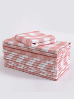 serviettes carreaux rose blanc rouge orange jaune beige clips métalliques table restaurant pack six