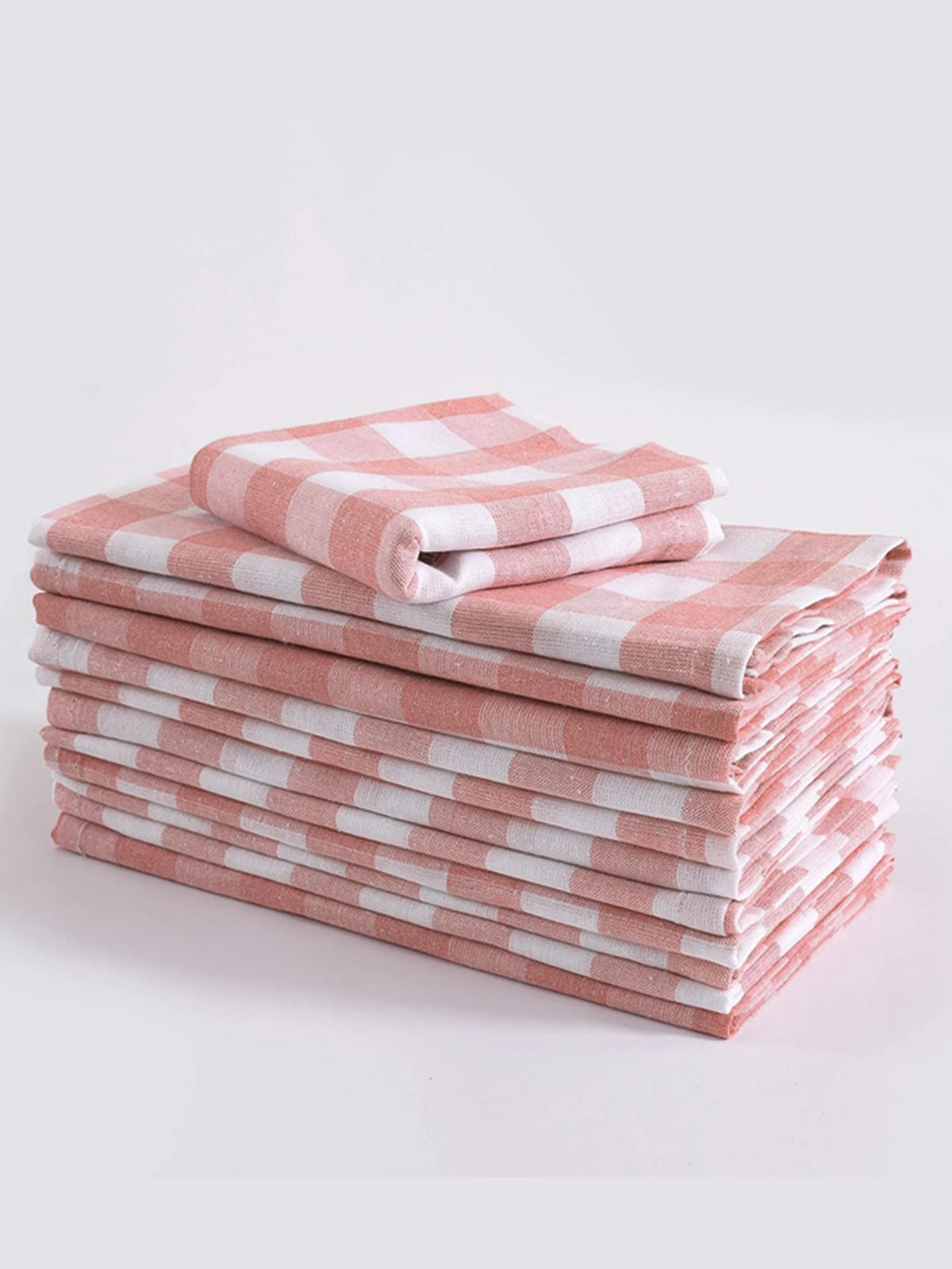 serviettes carreaux rose blanc rouge orange jaune beige clips métalliques table restaurant pack six