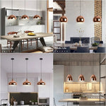 suspension lumineuse moderne rose doré brillante métallique câble noir éclairage scandinave e27