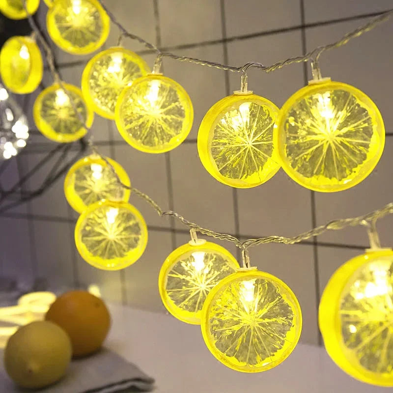 guirlande lumineuse citron orange leds rondelles fruits decoration noel vacances festive tropicale