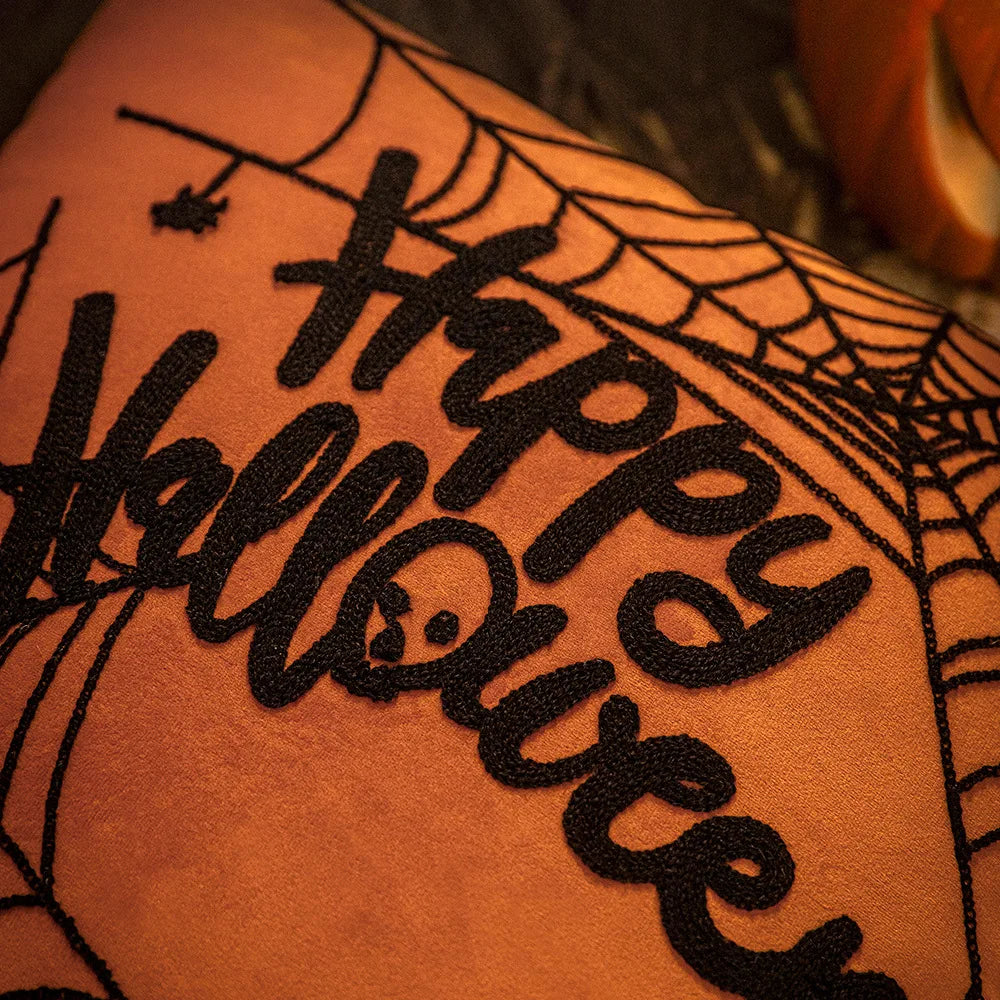 taies d'oreiller halloween orange citrouille araignée deco sofa lit polyester respectueux environnement non toxique