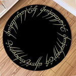 tapis rond moderne lettres stylisées arbre floral noir bleu vert marron clair 40x40cm 80x80cm