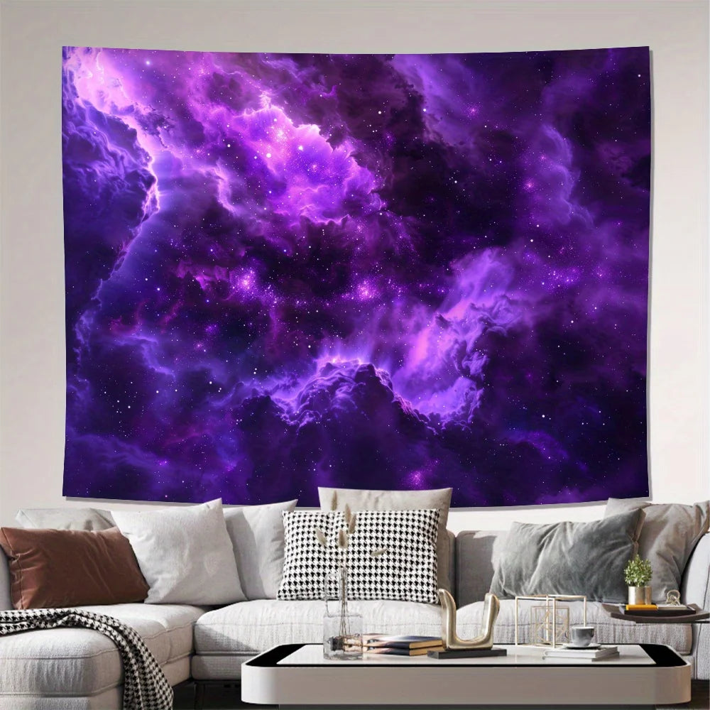 tapisserie scénique nuages étoiles ciel violet moderne décoration intérieure chambre salon polyester