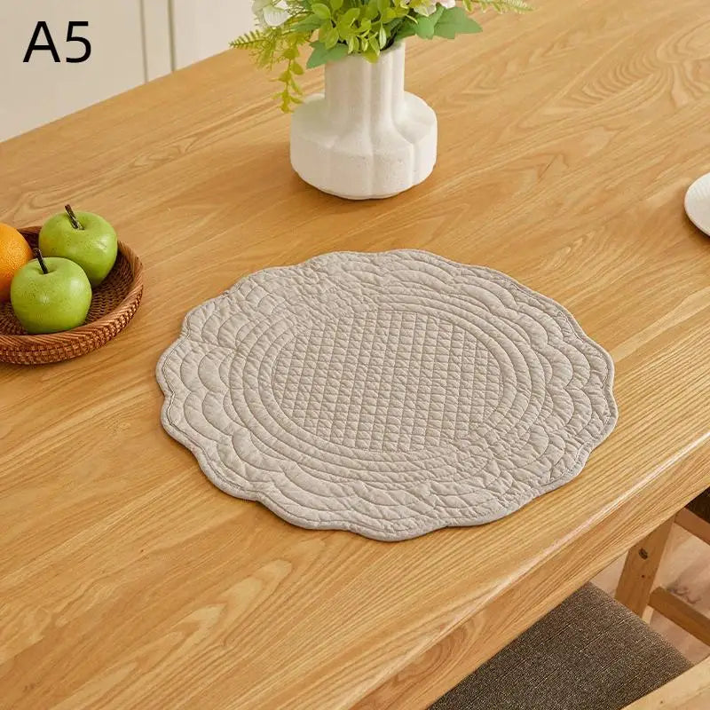 tapis table blanc rose clair gris vert bleu clair moderne texturé géométrique réutilisable lavable