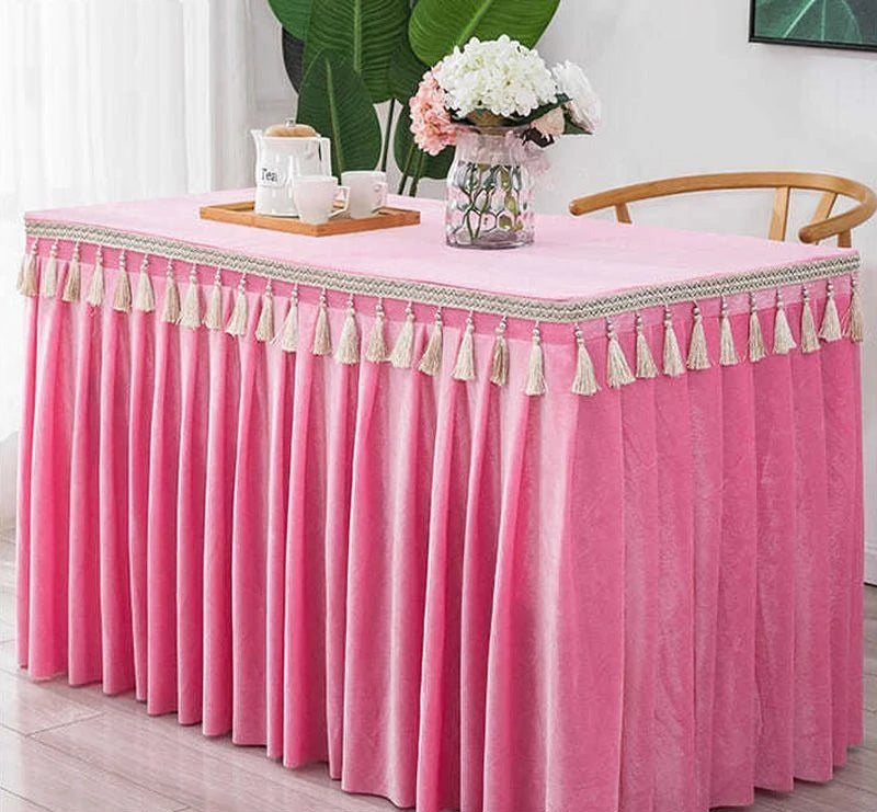 jupe table velours rouge blanc vert foncé gris violet classique réutilisable maison mariage banquet