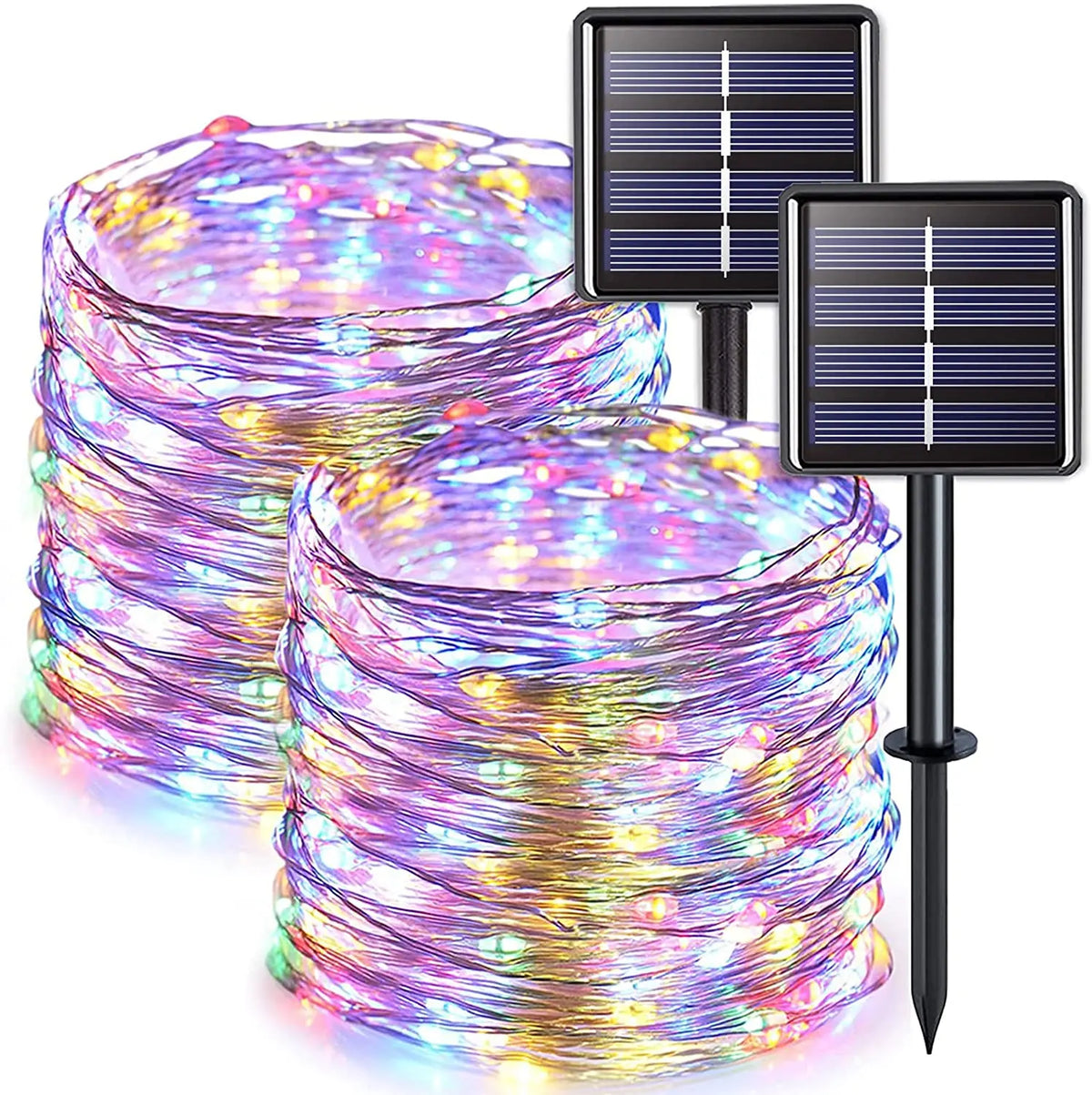 guirlande lumineuse solaire multicolore 22m ip68 étanche modes interrupteur modernes ledextérieur festive