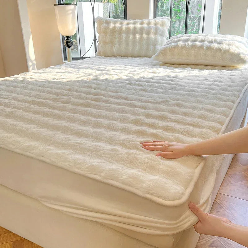 housse lit peluche gris matelassée antiacariens permeable air antibacteries ondulee confortable 200x220cm