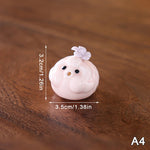 bol thé décoratif motifs fleurs pois rose blanc figurines porc céramique artisanal