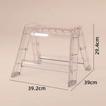 trois marches plastique transparent moderne minimaliste pieds métalliques porte ouverte poids 150kg