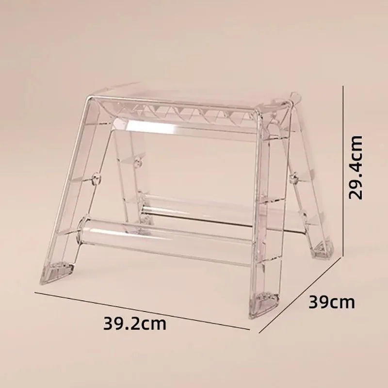 trois marches plastique transparent moderne minimaliste pieds métalliques porte ouverte poids 150kg