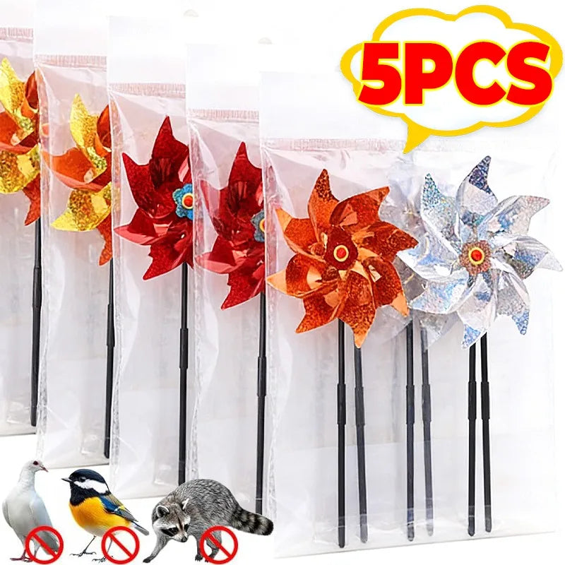 éolienne décorative rouge blanche glitter moderne oiseau répulsif jardin extérieur bleu fleuri