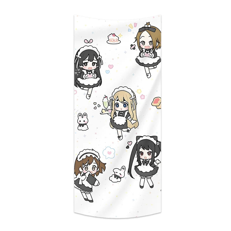 serviettes plage dessins animés personnages étoiles blanc rose noir gris beige