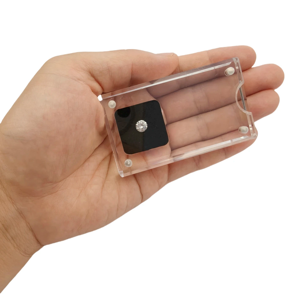 présentation bijoux support velours acrylique transparent moderne minimaliste adhésif diamant blanc