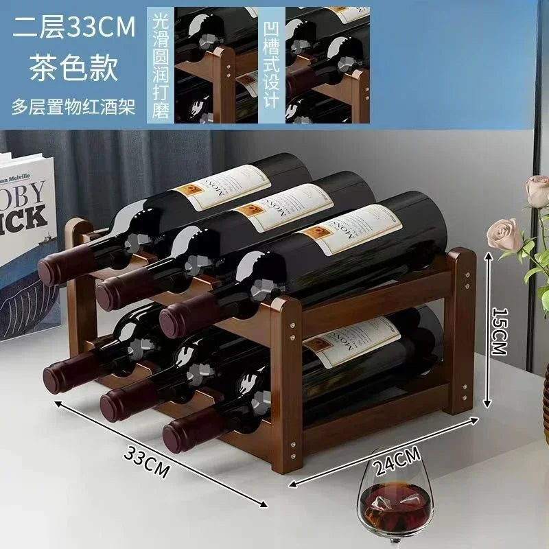présentoir vin bois marron moderne étages 43cm bouteilles étiquettes rusticité.storage rack