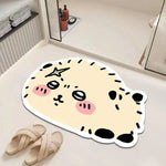 tapis bain cartoon chats mignons beige rose bleu clair flanelle antidérapant salon chambre