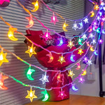 guirlande lumineuse étoiles lunes multicolore décoration chambre ambiancé féerique autoéclairée led